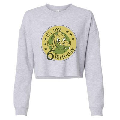 It's My 6th Birthday Dinosaur Cropped Pullover Crew