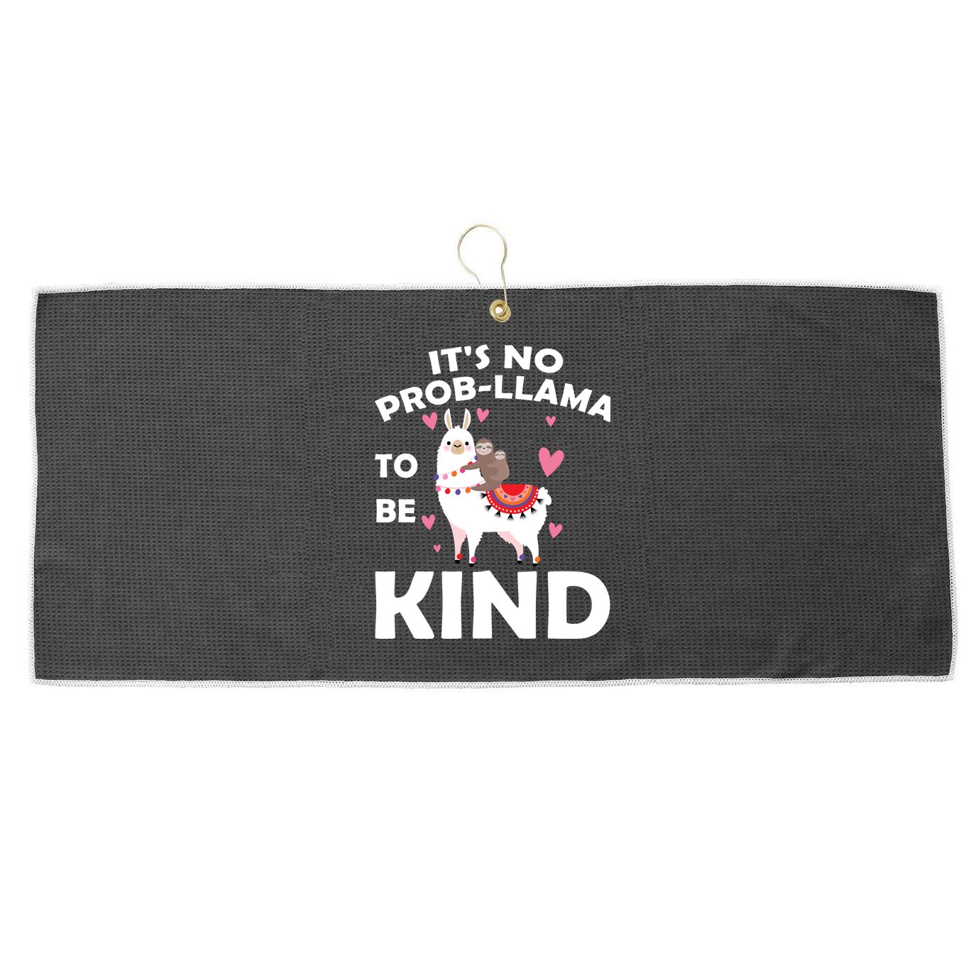 Its No Prob-Lama To Be Kind Large Microfiber Waffle Golf Towel