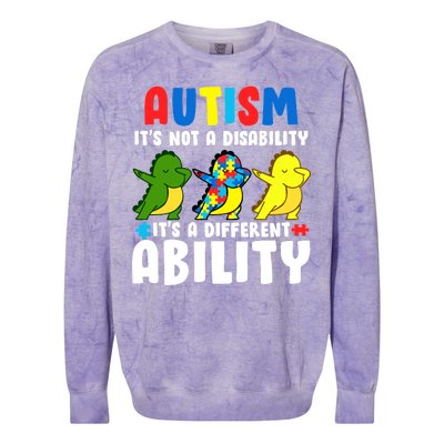 It's Not A Disability Ability Autism Dinosaur Dabbing Colorblast Crewneck Sweatshirt