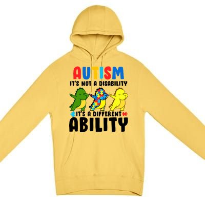 It's Not A Disability Ability Autism Dinosaur Dabbing Premium Pullover Hoodie