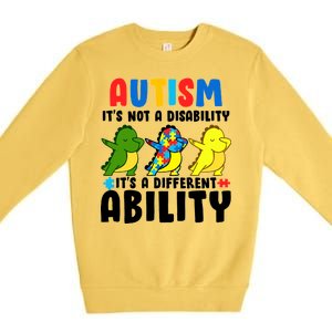 It's Not A Disability Ability Autism Dinosaur Dabbing Premium Crewneck Sweatshirt