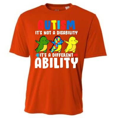 It's Not A Disability Ability Autism Dinosaur Dabbing Cooling Performance Crew T-Shirt