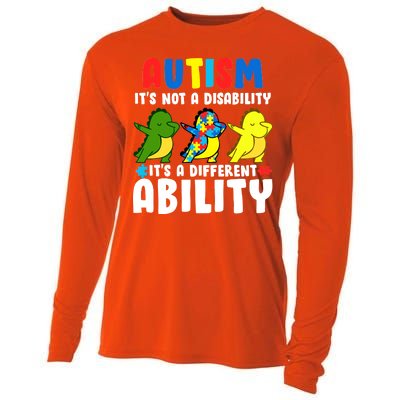 It's Not A Disability Ability Autism Dinosaur Dabbing Cooling Performance Long Sleeve Crew