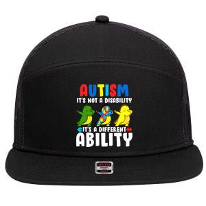 It's Not A Disability Ability Autism Dinosaur Dabbing 7 Panel Mesh Trucker Snapback Hat