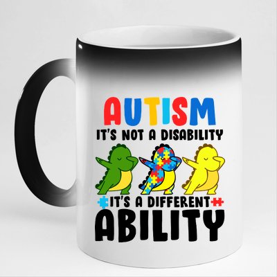 It's Not A Disability Ability Autism Dinosaur Dabbing 11oz Black Color Changing Mug