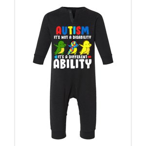 It's Not A Disability Ability Autism Dinosaur Dabbing Infant Fleece One Piece