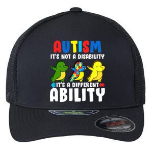 It's Not A Disability Ability Autism Dinosaur Dabbing Flexfit Unipanel Trucker Cap