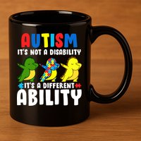 It's Not A Disability Ability Autism Dinosaur Dabbing 11oz C Handle Ceramic Mug
