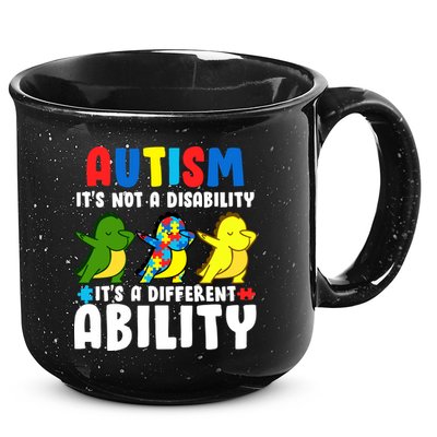 It's Not A Disability Ability Autism Dinosaur Dabbing 15oz Campfire Ceramic Mug