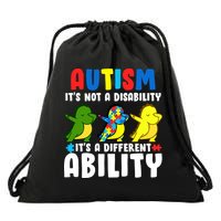 It's Not A Disability Ability Autism Dinosaur Dabbing Drawstring Bag