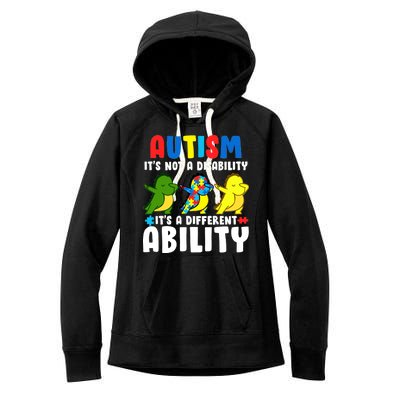 It's Not A Disability Ability Autism Dinosaur Dabbing Women's Fleece Hoodie