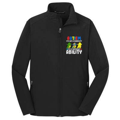 It's Not A Disability Ability Autism Dinosaur Dabbing Core Soft Shell Jacket