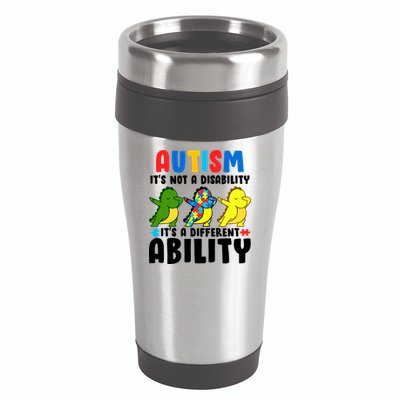 It's Not A Disability Ability Autism Dinosaur Dabbing 16oz Travel Tumbler