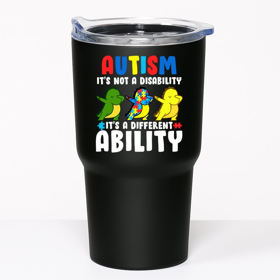 It's Not A Disability Ability Autism Dinosaur Dabbing Tumbler