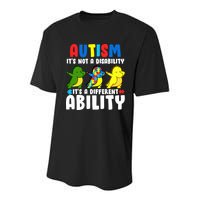 It's Not A Disability Ability Autism Dinosaur Dabbing Youth Performance Sprint T-Shirt