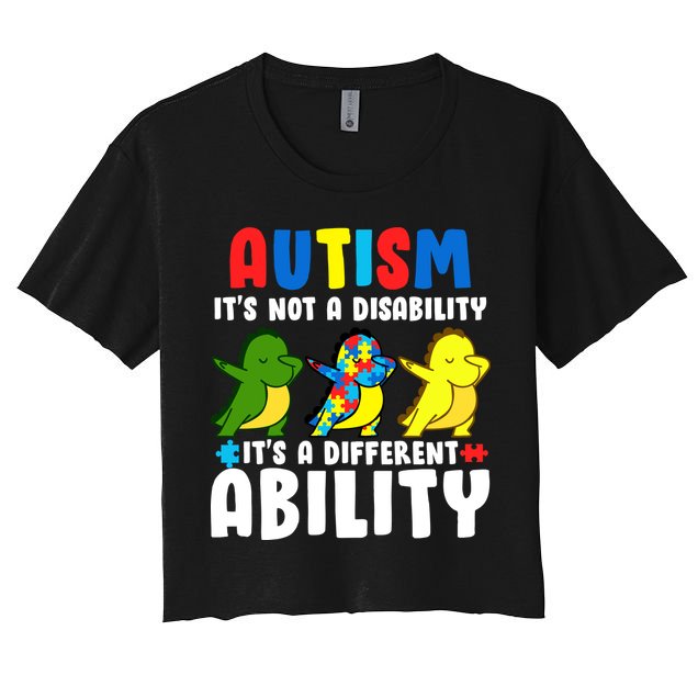 It's Not A Disability Ability Autism Dinosaur Dabbing Crop Top