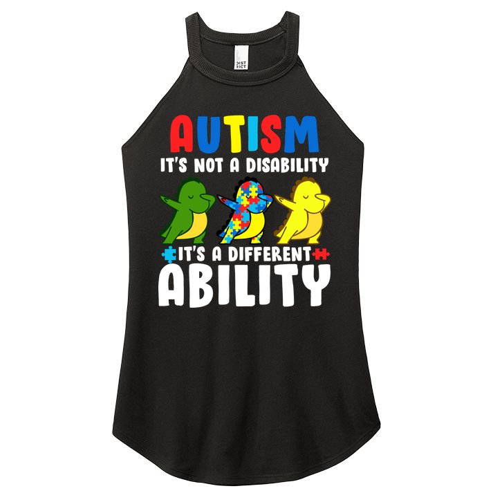 It's Not A Disability Ability Autism Dinosaur Dabbing Women's Perfect Tri Rocker Tank