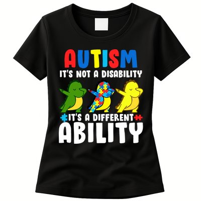 It's Not A Disability Ability Autism Dinosaur Dabbing Womens T-Shirt