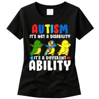 It's Not A Disability Ability Autism Dinosaur Dabbing Womens T-Shirt