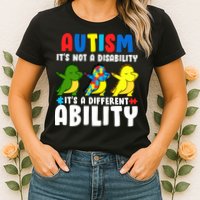 It's Not A Disability Ability Autism Dinosaur Dabbing Womens T-Shirt