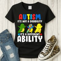 It's Not A Disability Ability Autism Dinosaur Dabbing Womens T-Shirt