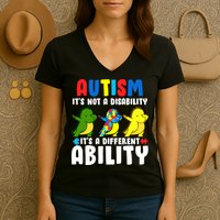 It's Not A Disability Ability Autism Dinosaur Dabbing Women's V-Neck T-Shirt