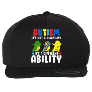 It's Not A Disability Ability Autism Dinosaur Dabbing Wool Snapback Cap