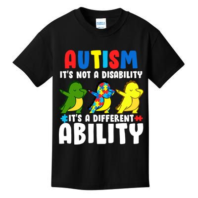 It's Not A Disability Ability Autism Dinosaur Dabbing Kids T-Shirt
