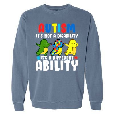 It's Not A Disability Ability Autism Dinosaur Dabbing Garment-Dyed Sweatshirt