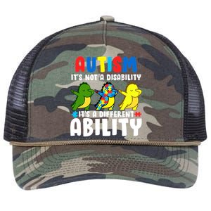 It's Not A Disability Ability Autism Dinosaur Dabbing Retro Rope Trucker Hat Cap