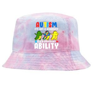 It's Not A Disability Ability Autism Dinosaur Dabbing Tie-Dyed Bucket Hat