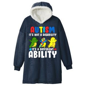 It's Not A Disability Ability Autism Dinosaur Dabbing Hooded Wearable Blanket