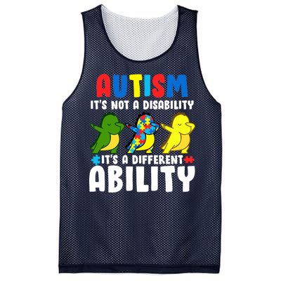 It's Not A Disability Ability Autism Dinosaur Dabbing Mesh Reversible Basketball Jersey Tank