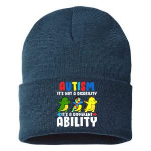 It's Not A Disability Ability Autism Dinosaur Dabbing Sustainable Knit Beanie