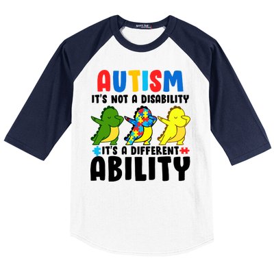 It's Not A Disability Ability Autism Dinosaur Dabbing Baseball Sleeve Shirt