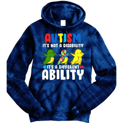 It's Not A Disability Ability Autism Dinosaur Dabbing Tie Dye Hoodie