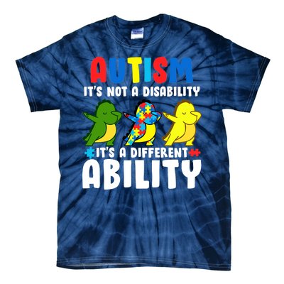 It's Not A Disability Ability Autism Dinosaur Dabbing Tie-Dye T-Shirt