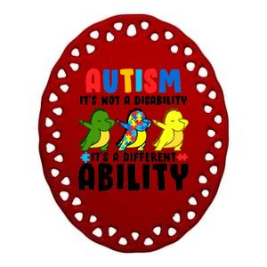 It's Not A Disability Ability Autism Dinosaur Dabbing Ceramic Oval Ornament