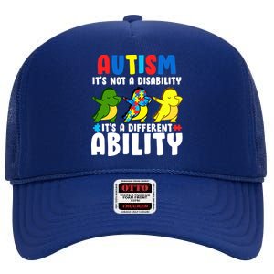 It's Not A Disability Ability Autism Dinosaur Dabbing High Crown Mesh Back Trucker Hat