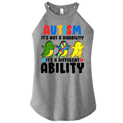 It's Not A Disability Ability Autism Dinosaur Dabbing Women’s Perfect Tri Rocker Tank