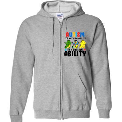 It's Not A Disability Ability Autism Dinosaur Dabbing Full Zip Hoodie