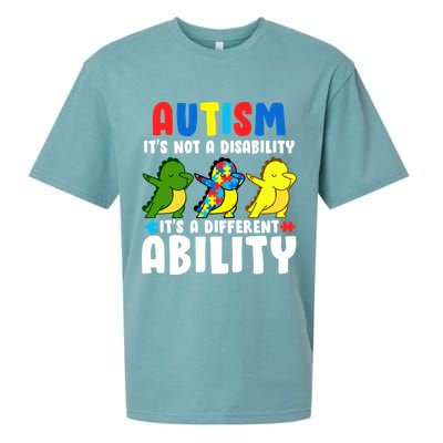 It's Not A Disability Ability Autism Dinosaur Dabbing Sueded Cloud Jersey T-Shirt