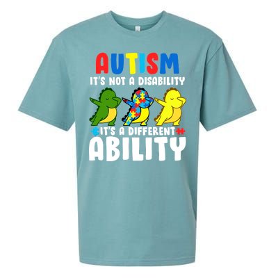 It's Not A Disability Ability Autism Dinosaur Dabbing Sueded Cloud Jersey T-Shirt