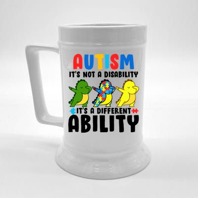 It's Not A Disability Ability Autism Dinosaur Dabbing Beer Stein