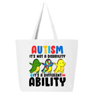 It's Not A Disability Ability Autism Dinosaur Dabbing 25L Jumbo Tote