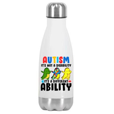 It's Not A Disability Ability Autism Dinosaur Dabbing Stainless Steel Insulated Water Bottle