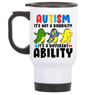 It's Not A Disability Ability Autism Dinosaur Dabbing Stainless Steel Travel Mug