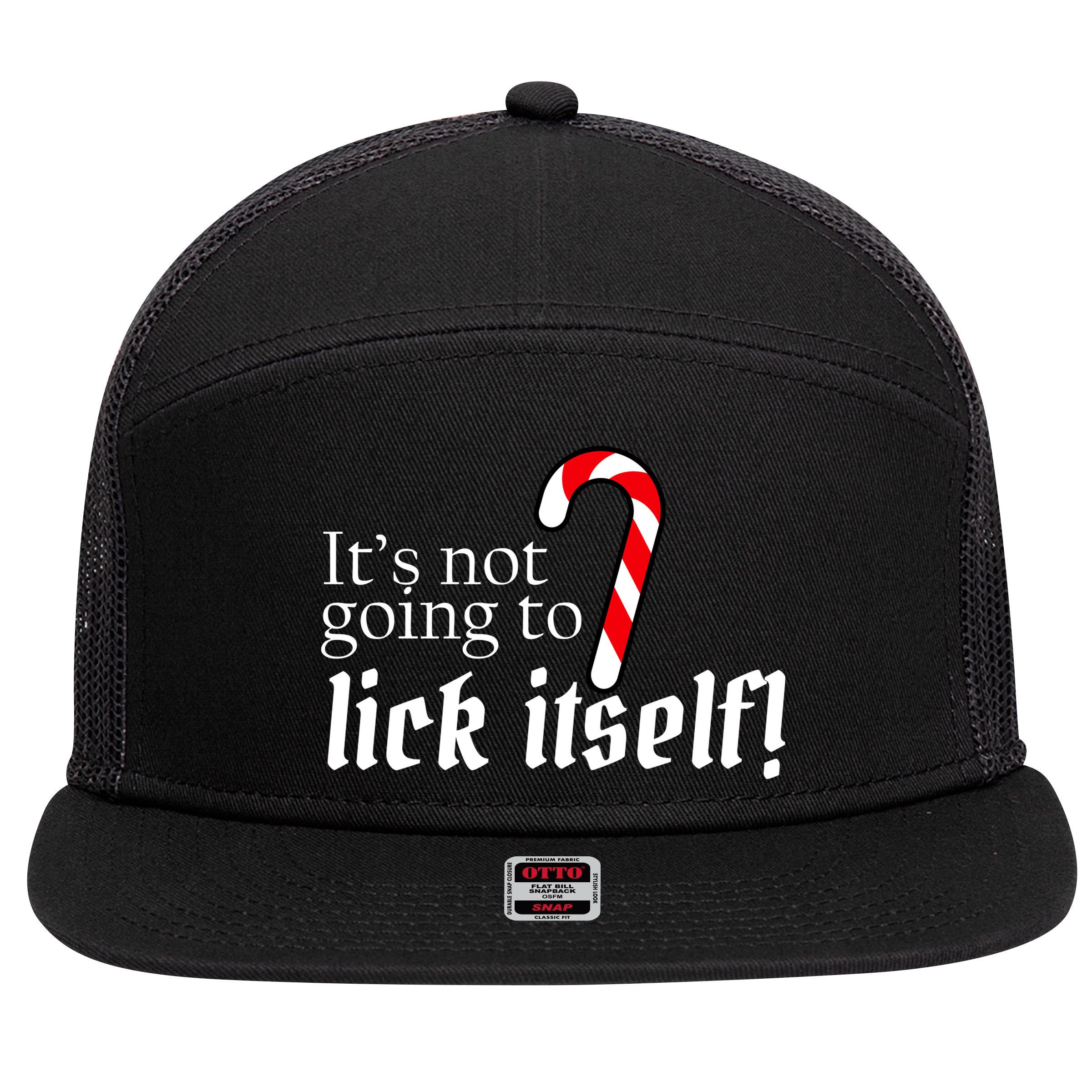 It's Not Going To Lick Itself Candy Cane 7 Panel Mesh Trucker Snapback Hat