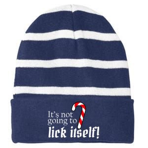 It's Not Going To Lick Itself Candy Cane Striped Beanie with Solid Band