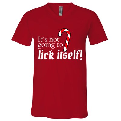 It's Not Going To Lick Itself Candy Cane V-Neck T-Shirt